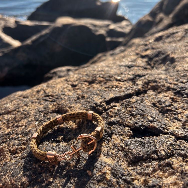 NEW HAVEN Anchor Bracelet Marine Hemp Rose Gold