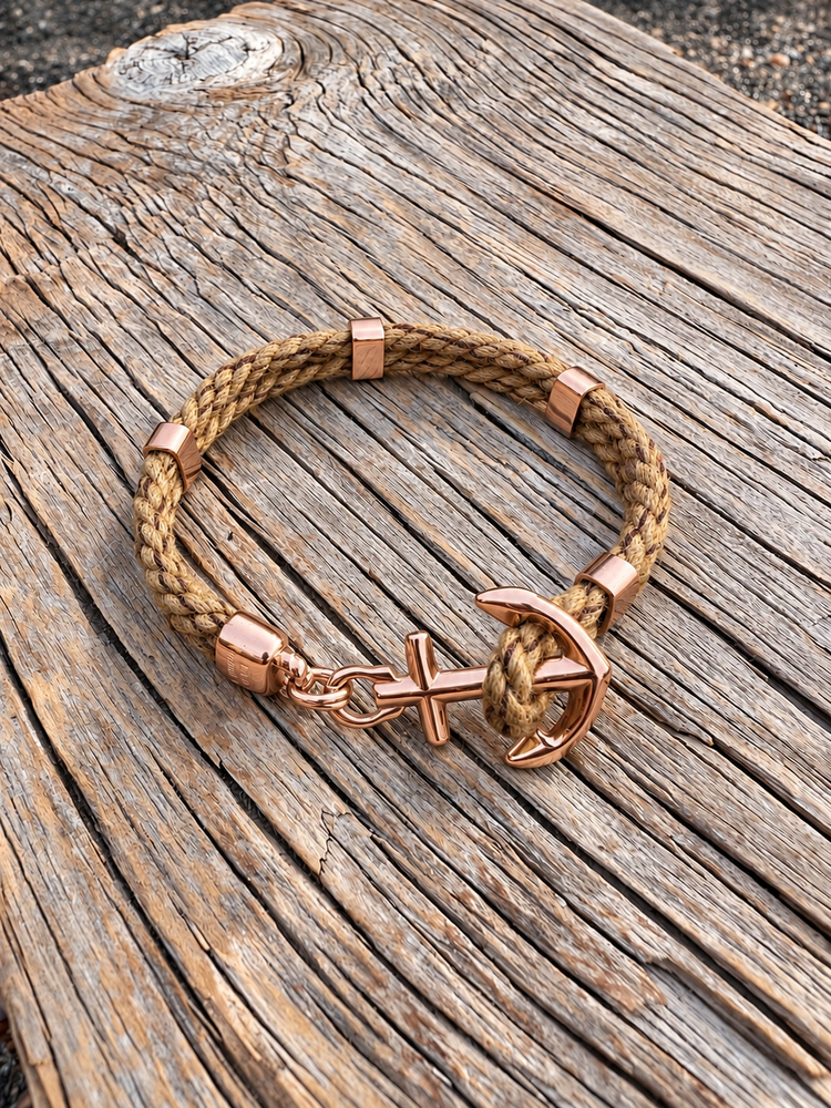 NEW HAVEN Anchor Bracelet Marine Hemp Rose Gold
