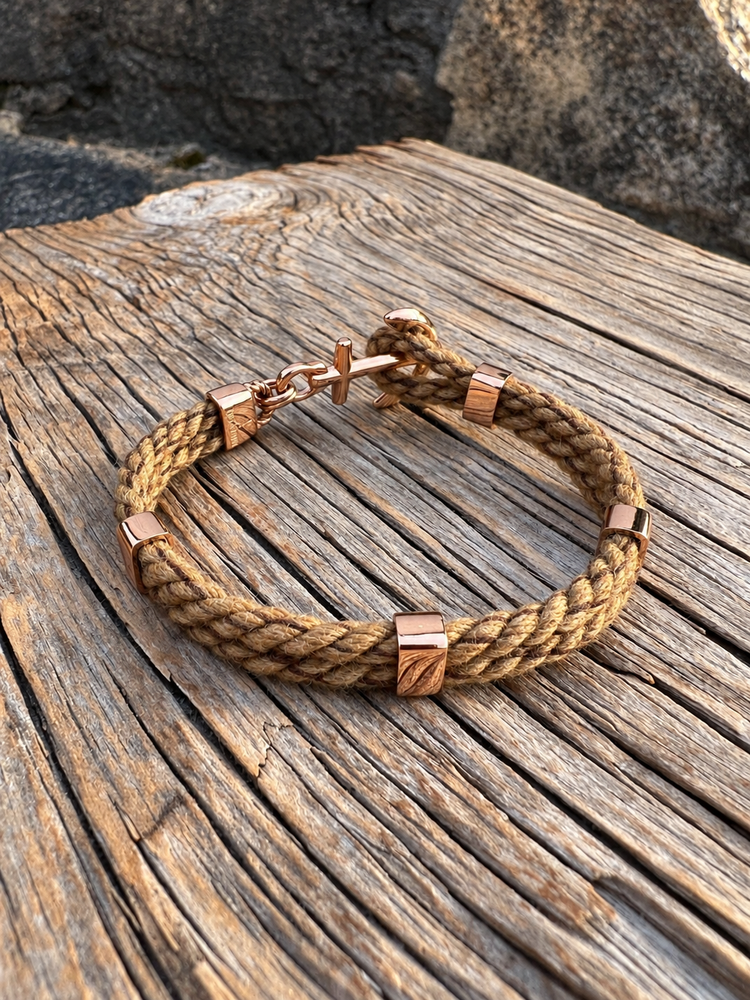 NEW HAVEN Anchor Bracelet Marine Hemp Rose Gold