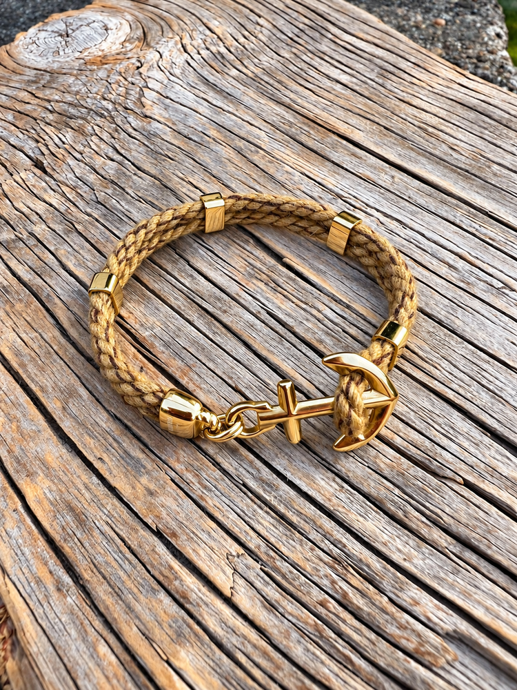 NEW HAVEN Anchor Bracelet Marine Hemp Gold