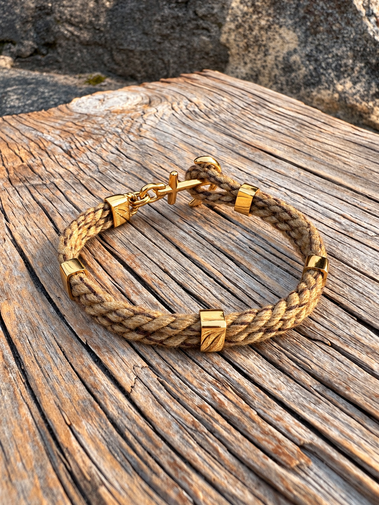 NEW HAVEN Anchor Bracelet Marine Hemp Gold