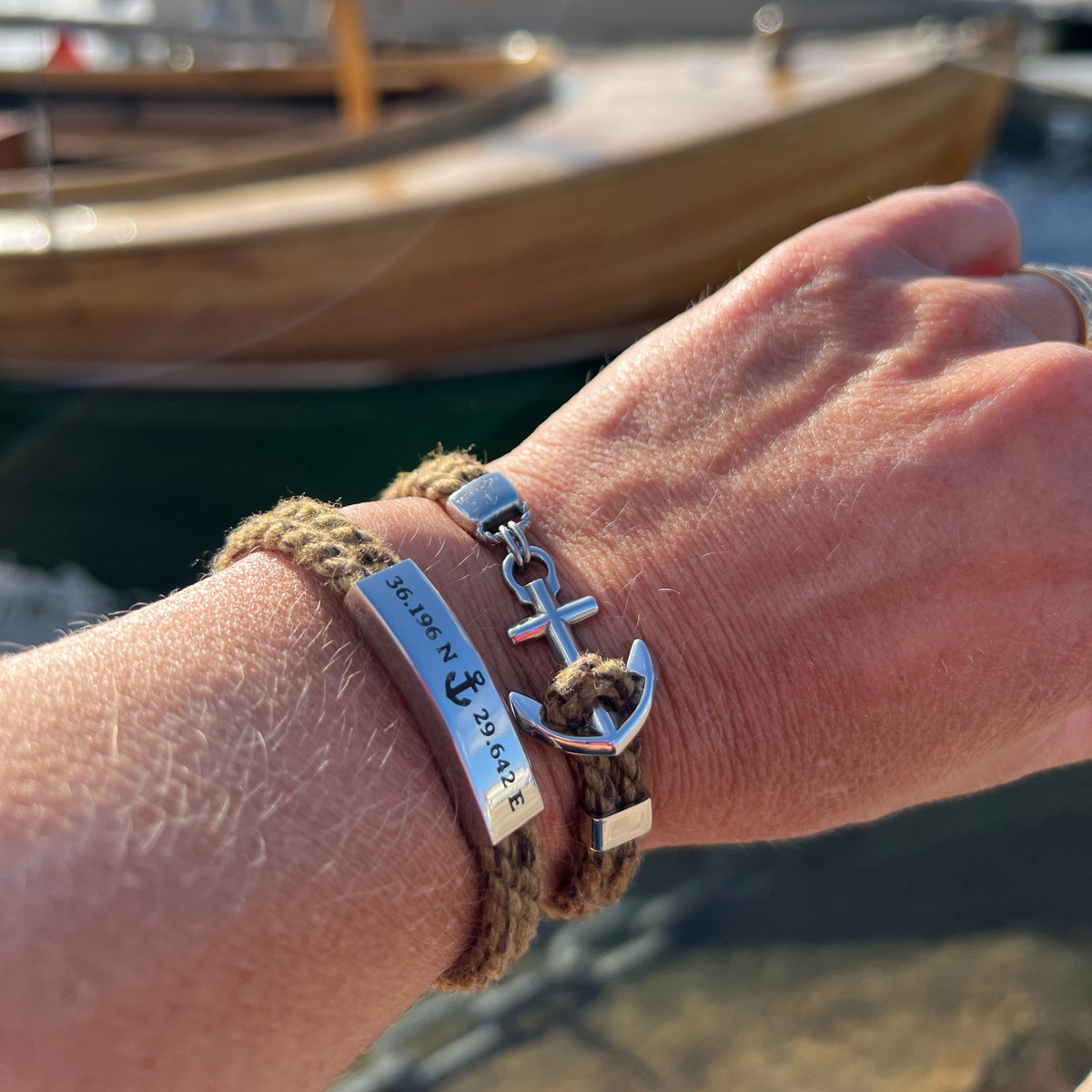 NEW HAVEN Anchor Bracelet Marine Hemp - Custom Engraving