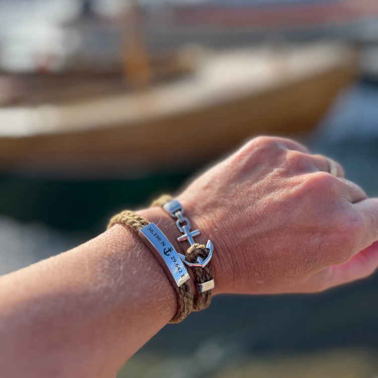 NEW HAVEN Anchor Bracelet Marine Hemp - Custom Engraving