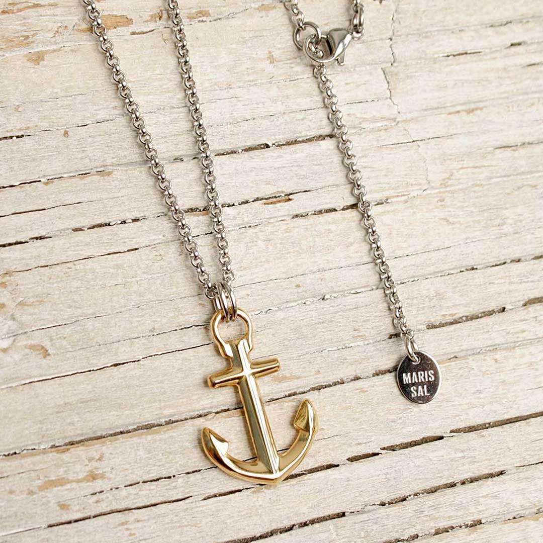 Nautical anchor necklace from Swedish Maris Sal. Marint ankarhalsband från svenska Maris Sal.